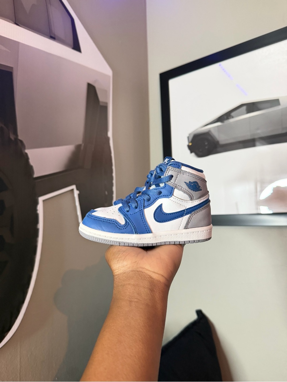 Jordan Kids' High-Top Sneakers in White and Blue